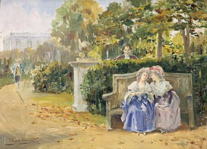 Escena Cortesana Oil Painting by Joaquin Pallares y Allustante