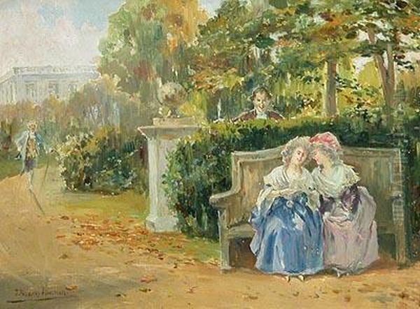 Escena Cortesana Barroca. Oil Painting by Joaquin Pallares y Allustante