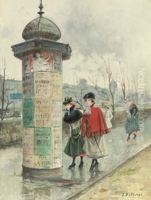 Elegantes Sur Le Quai Oil Painting by Joaquin Pallares y Allustante