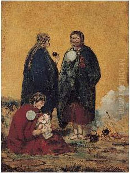 Indigenes De La Terre De Feu Oil Painting by Jean Leon Palliere