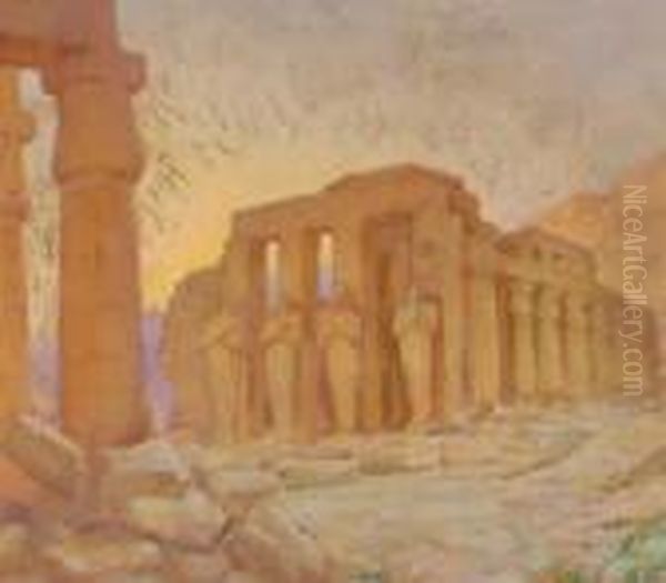 Templeruins At Luxor Oil Painting by Alfred Palmer
