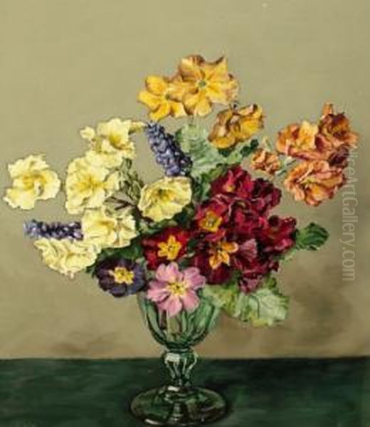 Polyanthus Oil Painting by Alfred Palmer