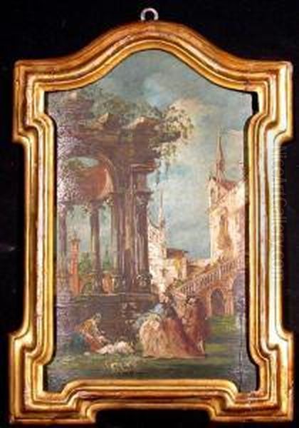 Capriccio With Elegant Figures Oil Painting by Pietro (Il Mirandolese) Paltronieri