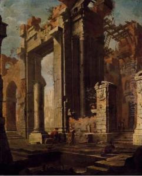 Capricci Architettonici Oil Painting by Pietro (Il Mirandolese) Paltronieri