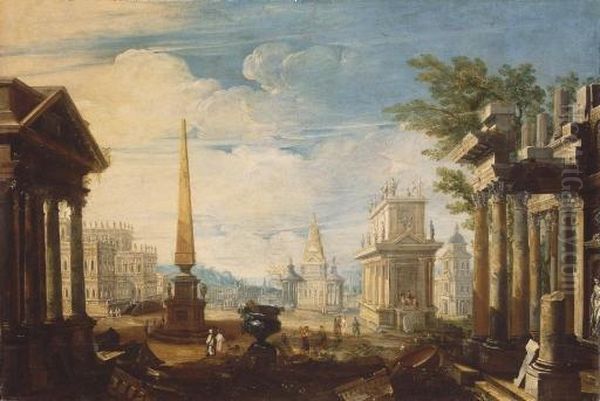 Caprice Architectural Oil Painting by Pietro (Il Mirandolese) Paltronieri