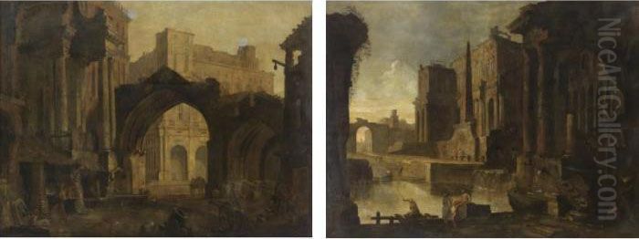 Capricci Architettonici Oil Painting by Pietro (Il Mirandolese) Paltronieri