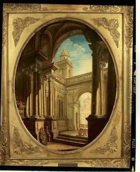 Caprice Architectural Oil Painting by Pietro (Il Mirandolese) Paltronieri