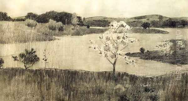 Japanese Tree in Bloom 1895 Oil Painting by Arthur Wesley Dow