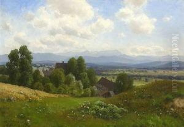 Sommertag Bei Fischen Am
 Ammersee. Oil Painting by Joszef, Josef Pandur