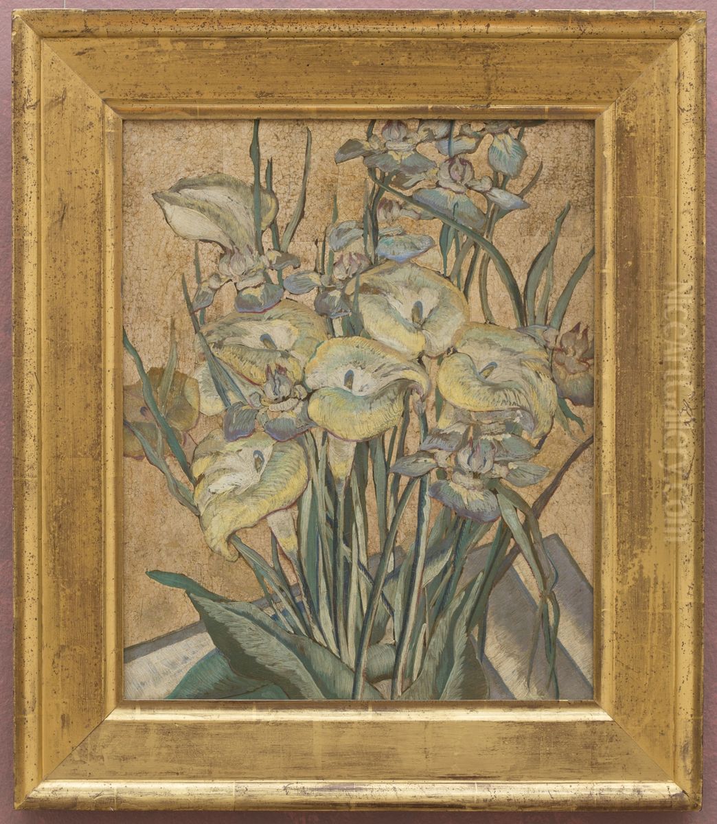 Irises and Calla Lilies Oil Painting by Maria Oakey Dewing