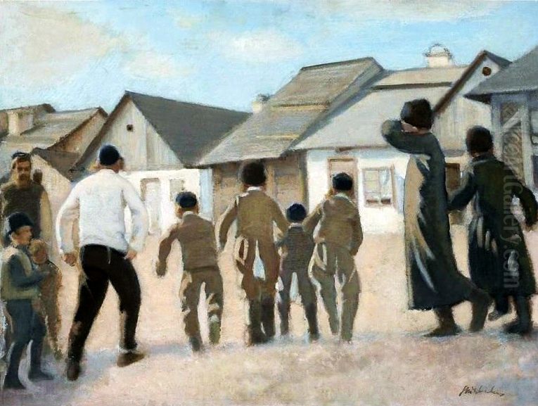 To the Cheder Oil Painting by Stanislaw Debicki