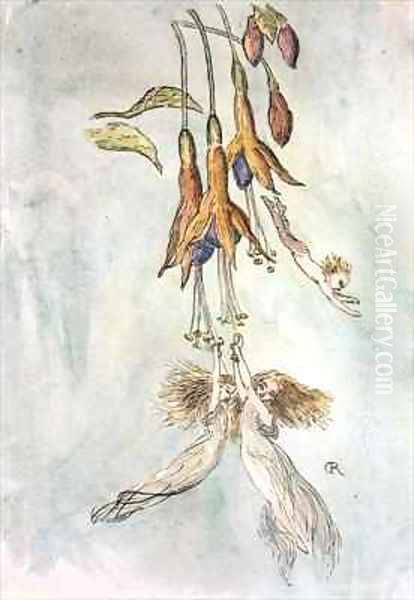 Feasting Amongst Fuscias Oil Painting by Richard Doyle