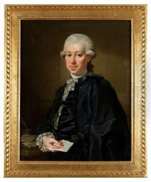 Portratt Av Grosshandlaren Adam 
Pinckhardt Kladd Isvart Rock Och Vit Krasskjorta - Midjebild Oil Painting by Lorenz Ii Pasch
