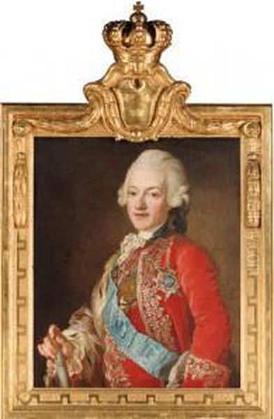 Portrait Of King Gustav Iii Of 
Sweden, Half Length; And Portrait Ofqueen Sofia Magdalena, Half Length Oil Painting by Lorenz Ii Pasch