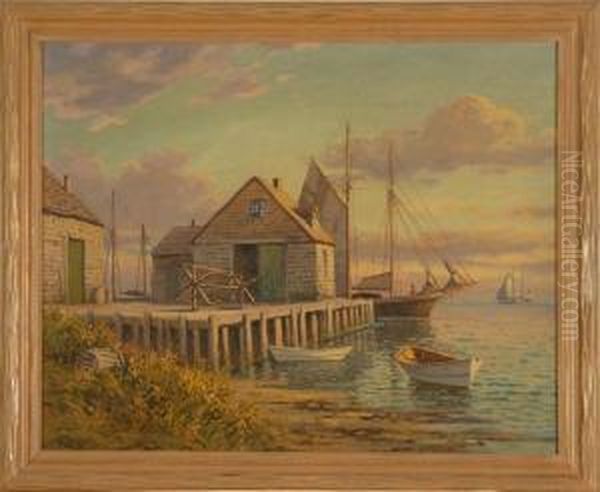 Harbor Scene Oil Painting by William Frederick Paskell
