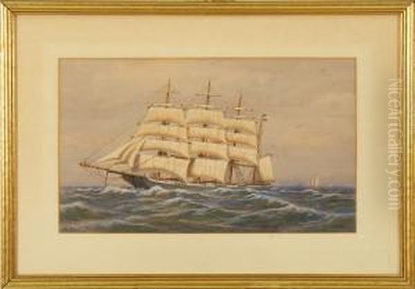 Portrait Of An American Three-masted Ship Oil Painting by William Frederick Paskell
