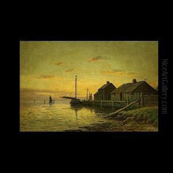 Marina At Sunset Oil Painting by William Frederick Paskell