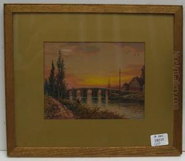 Sunset River View Oil Painting by William Frederick Paskell