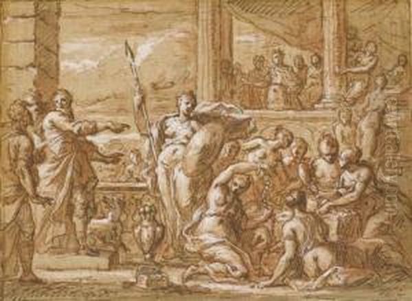 Achille Et Les Filles De Lycomede Oil Painting by Giuseppe Passeri