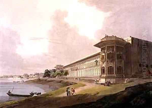 North East View of the Cotsea Bhaug on the River Jumna Delhi Oil Painting by Thomas Daniell