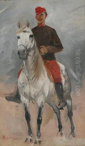 A Horseman Oil Painting by Laszlo Pataky