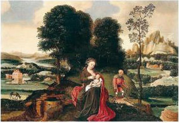 The Rest On The Flight Into Egypt Oil Painting by Joachim Patenir