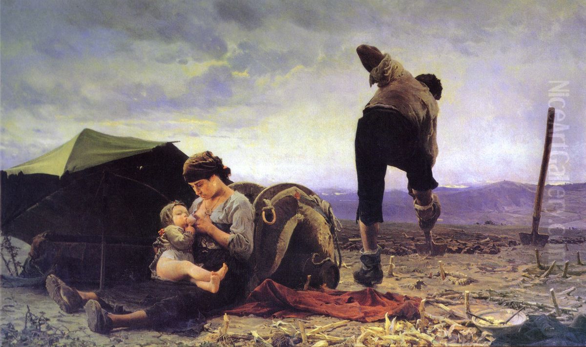 Vanga E Latte Oil Painting by Teofilo Patini