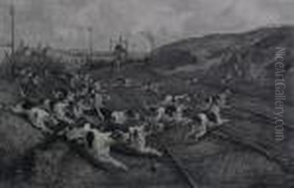 Fox Hunting Scene With Dogs
Crossing The Railway Oil Painting by Frank Paton