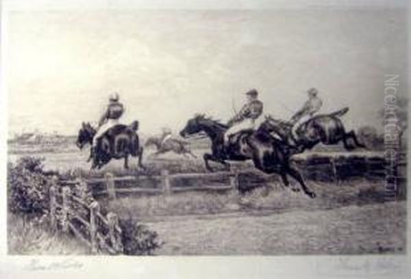 Afterthomas Blinks 'national 
Hunt Racing Scenes',engravings, Signed In Pencil, Leggat Bros Label To 
Verso, 18cm X24cm, Framed Oil Painting by Frank Paton