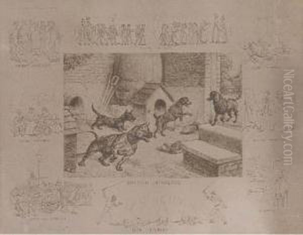 British Interests; Gun Fire - A 
Good Start; A Merry Christmas; Andrecollections Of A Record Reign Oil Painting by Frank Paton