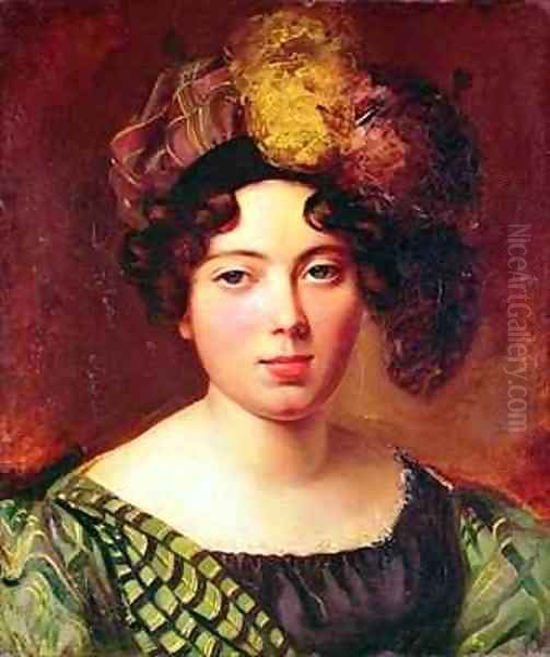 Portrait of a Young Scottish Woman Oil Painting by Eugene Francois Marie Joseph Deveria