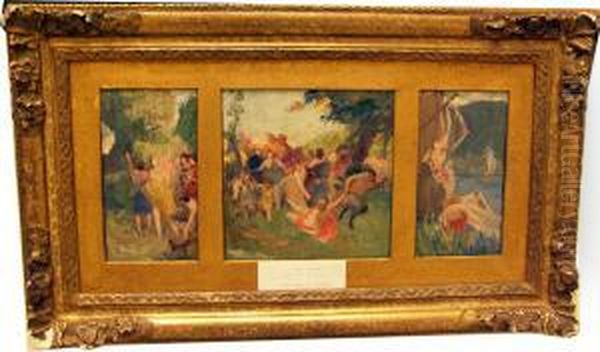 Skiss Till Hotell Rydbergs Matsal 1891. Oil Painting by Georg Pauli