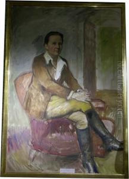 Portratt Av Ryttarkladd Kvinna. Oil Painting by Hanna (nee Hirsch) Pauli