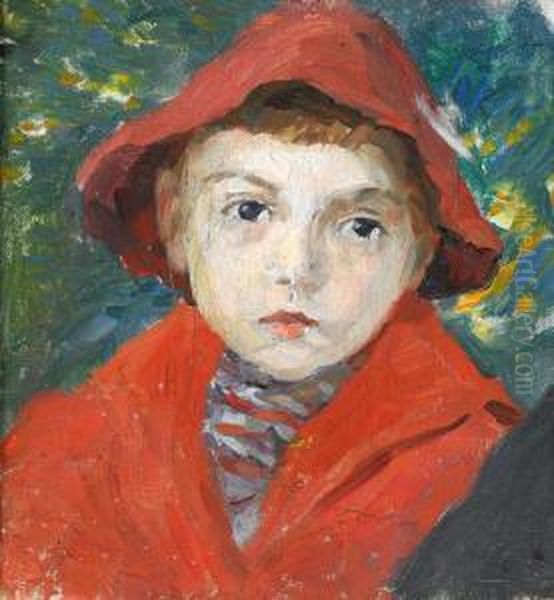 Goran - Studie Till Pojkarna Pa Banken Oil Painting by Hanna (nee Hirsch) Pauli