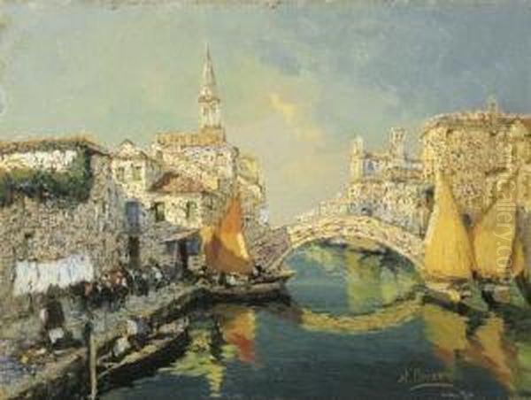 Canale A Venezia Oil Painting by Angelo Pavan