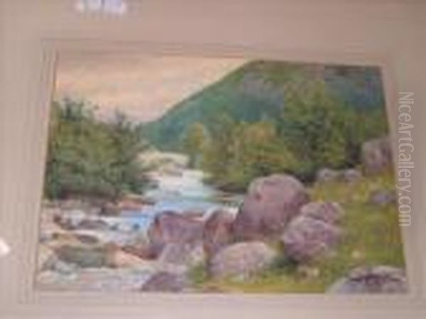 A Country Stream Oil Painting by John Pedder