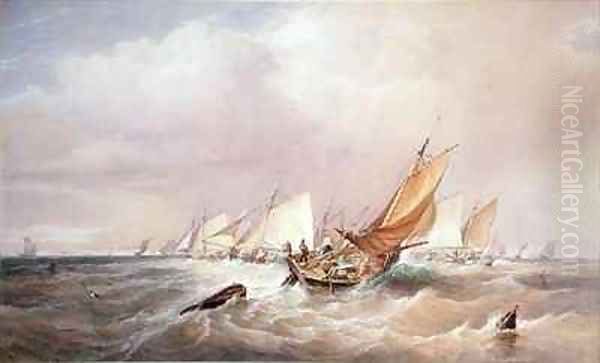 Off the French Coast Oil Painting by Edward Duncan