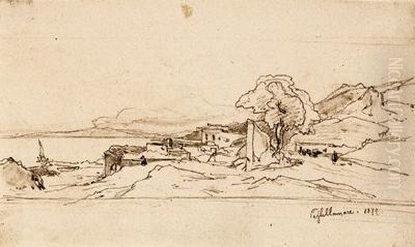 Vedute Di Castellamare Oil Painting by Eduard Peithner Von Lichtenfels