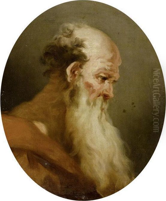 Portrait Of A Bearded Man ( Oil Painting by Giovanni Antonio Pellegrini