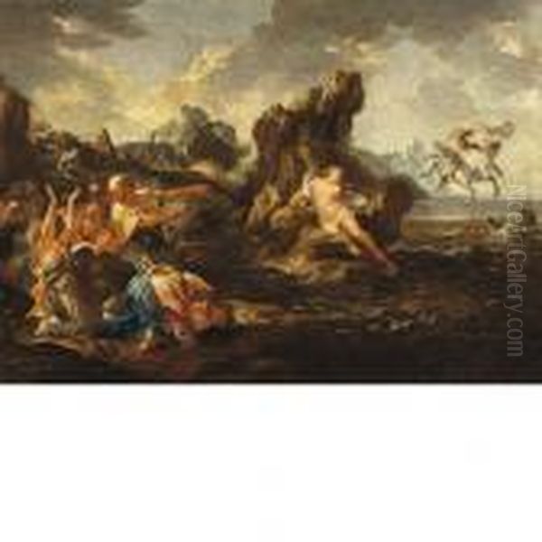 Perseo Salva Andromeda Oil Painting by Giovanni Antonio Pellegrini