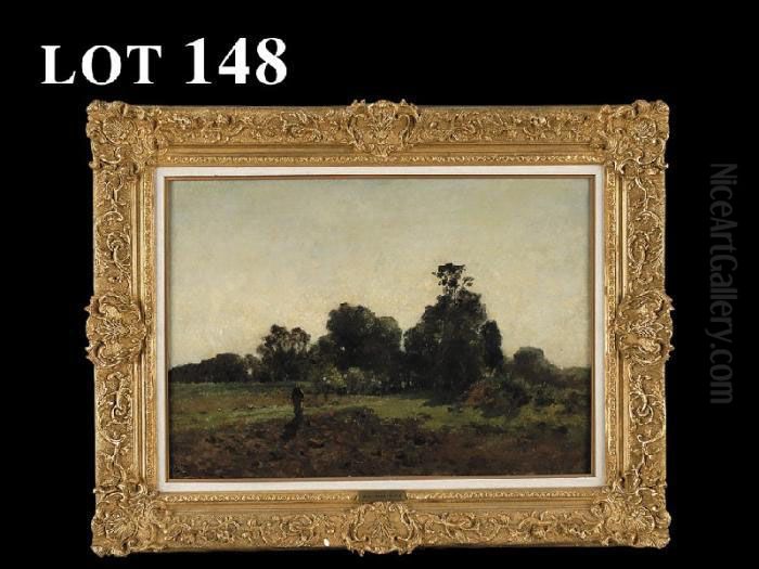 Une Dans Un Paysage Boise A Crepuscule Oil Painting by Leon Germain Pelouse