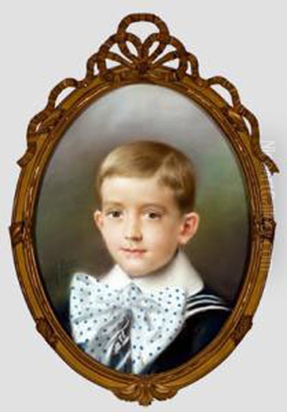 Retrato De Nino Oil Painting by Maximino Pena Munoz