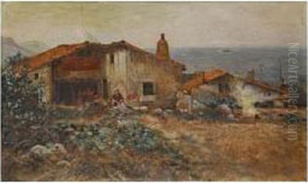 Pueblo De Algorta Oil Painting by Maximino Pena Munoz