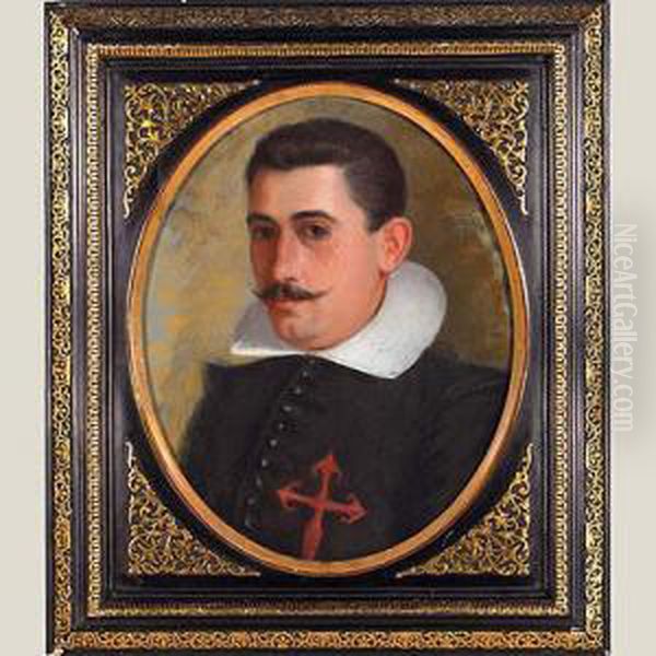 Retrato De Caballero De La Orden De Alcantara Oil Painting by Maximino Pena Munoz
