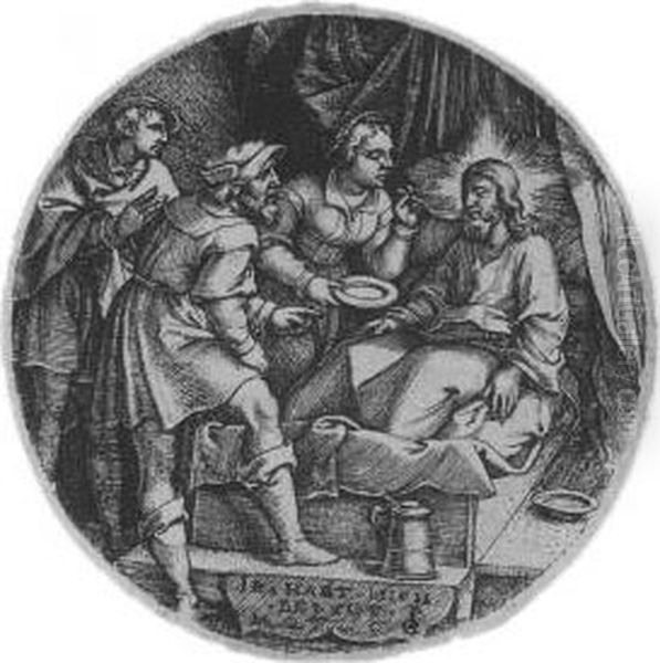 Die Heilung Der Kranken.
 Kupferstich Im Rund. 1525. Durchmesser Ca. 5,6 Cm. Bartsch 63; Landau 65. Oil Painting by Georg Pencz