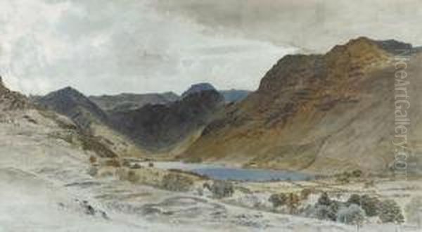 Buttermere, Cumberland From The 
Knotts Behind The Victoria Inn,looking South, Showing Honister Cragg And
 Fleetwith Oil Painting by Aaron Edwin Penley