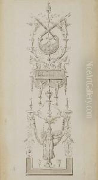 Dessin D'ornement Avec Les Armes Papales Oil Painting by Charles Percier