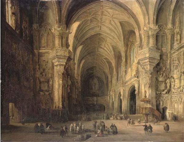 The Cathedral Of San Juan De Las Reyes, Toledo Oil Painting by Genaro Perez Villaamil Y Duguet
