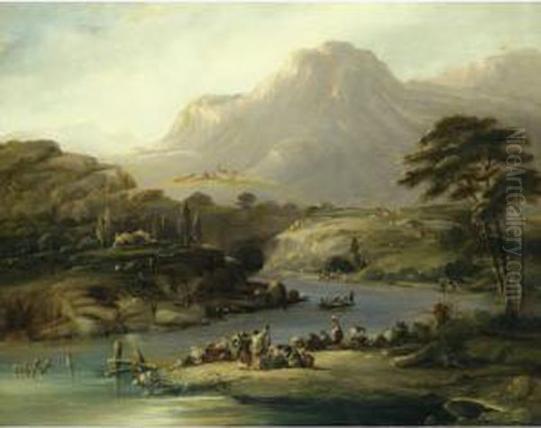 Ribera De Sil, Valle De Quiroga (banks Of The Sil River, Valley Of Quiroga) Oil Painting by Genaro Perez Villaamil Y Duguet
