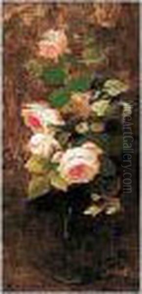 Pink Roses Oil Painting by Louise Ellen Perman